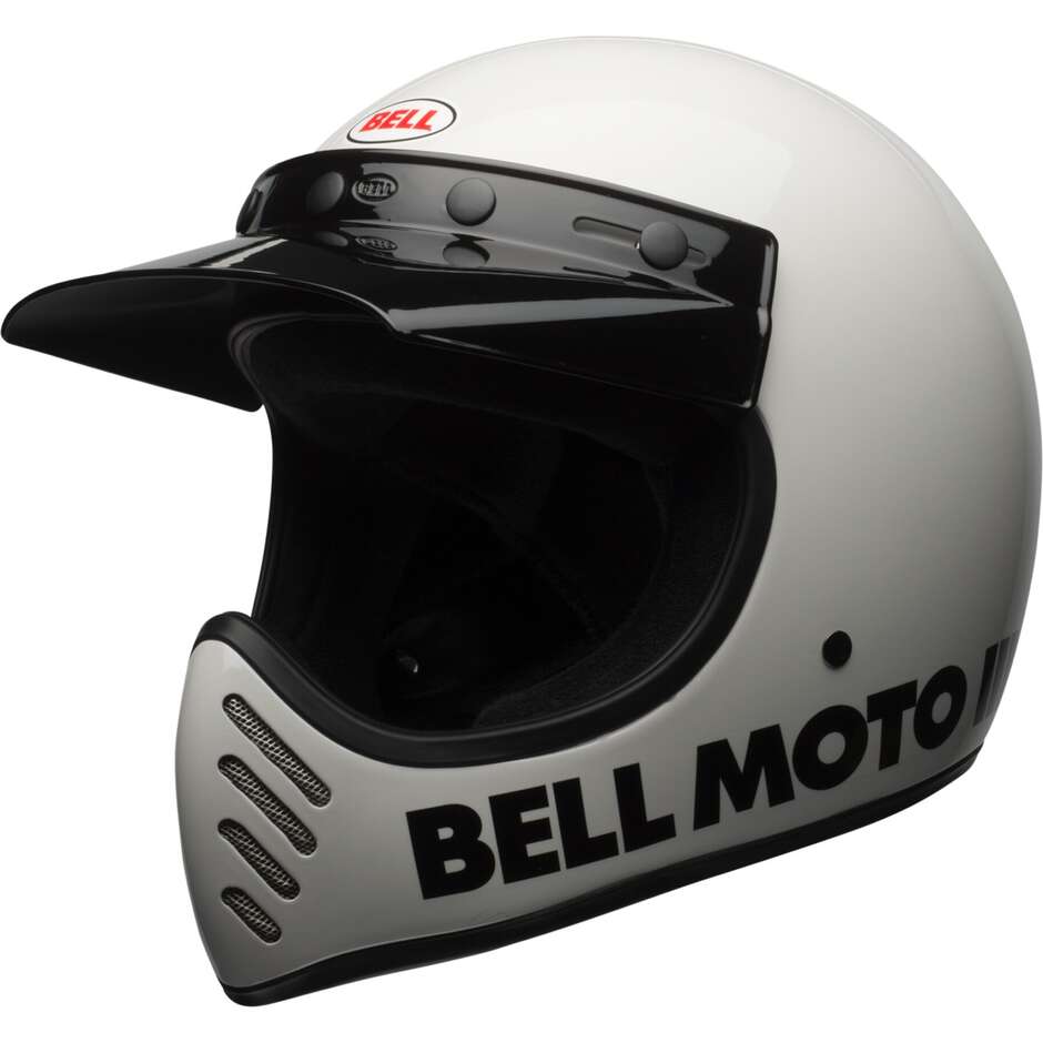 Integral Motorcycle Helmet Custom Bell MOTO-3 CLASSIC White