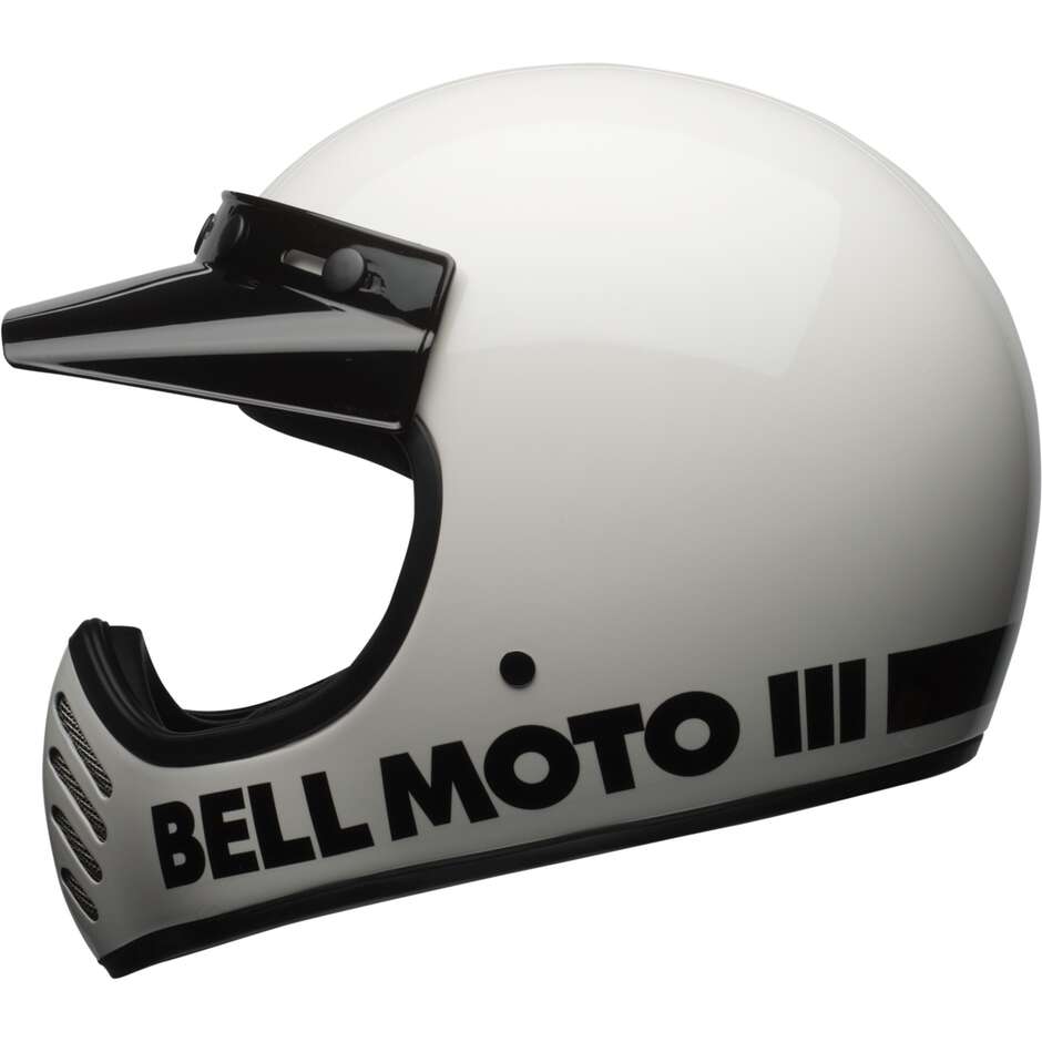 Integral Motorcycle Helmet Custom Bell MOTO-3 CLASSIC White
