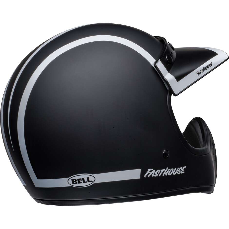 Integral Motorcycle Helmet Custom Bell MOTO-3 FASTHOUSE OLD ROAD Black White Matt Glossy