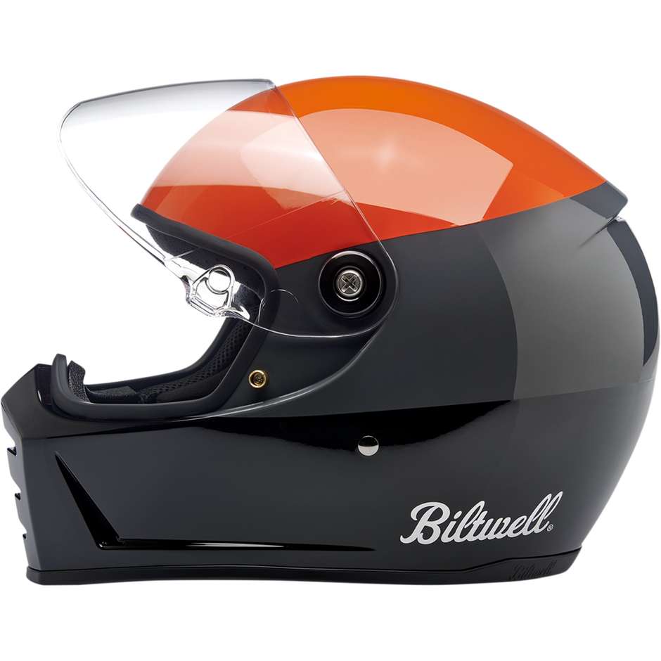 Integral Motorcycle Helmet Custom Biltwell Lane Splitter PODIUM Orange Gray Black