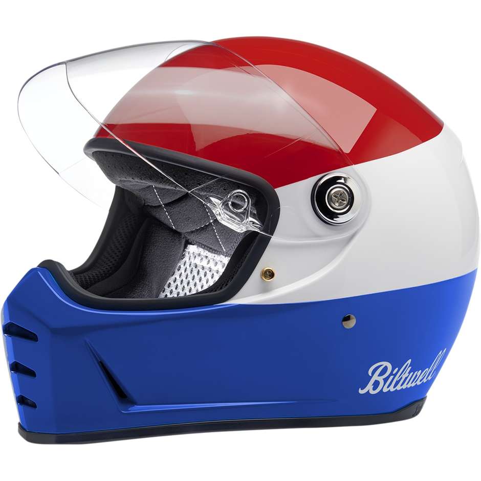 Integral Motorcycle Helmet Custom Biltwell Lane Splitter PODIUM Red White Blue