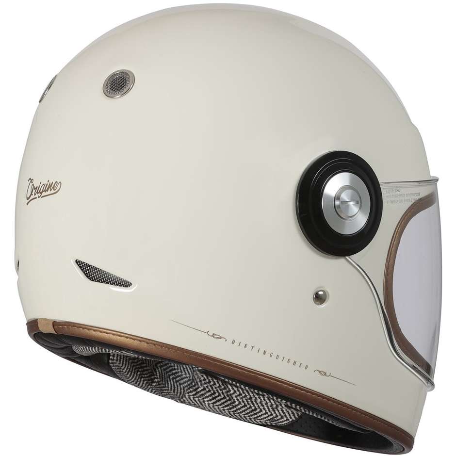 Integral Motorcycle Helmet Custom Origin VEGA DISTINGUISHED Glossy White Cream
