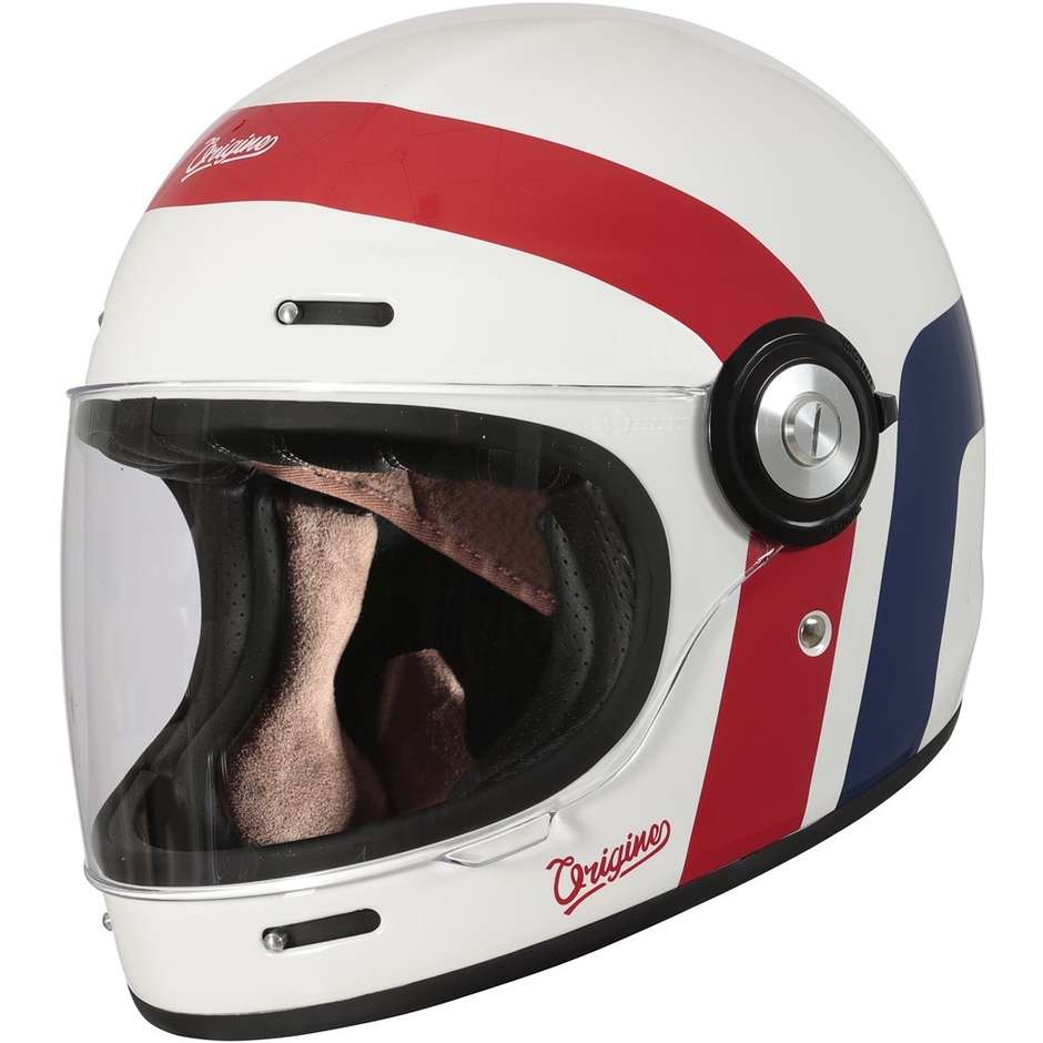 Integral Motorcycle Helmet Custom Origin VEGA GREAT Glossy Red Blue White
