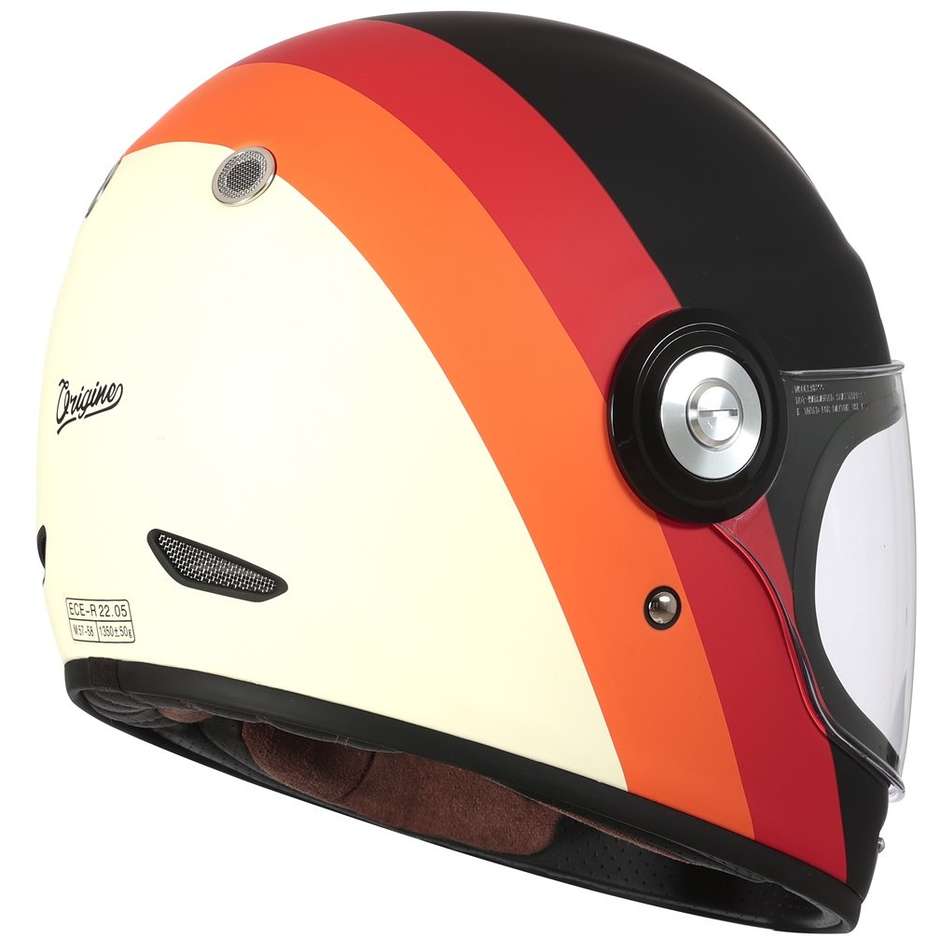 Integral Motorcycle Helmet Custom Origin VEGA PRIMITIVE Matt Orange Red Black