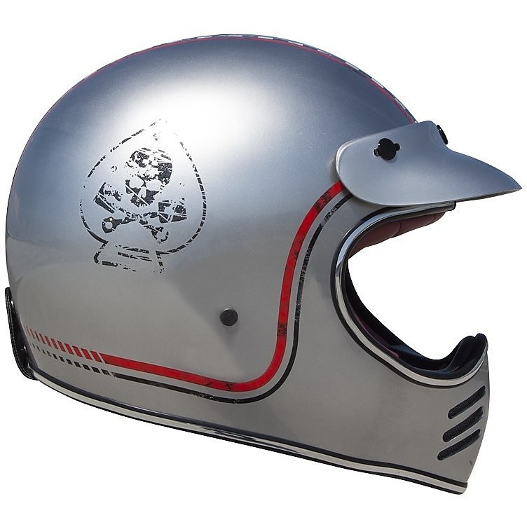 Integral Motorcycle Helmet Custom Premier MX FL CHROMED Silver