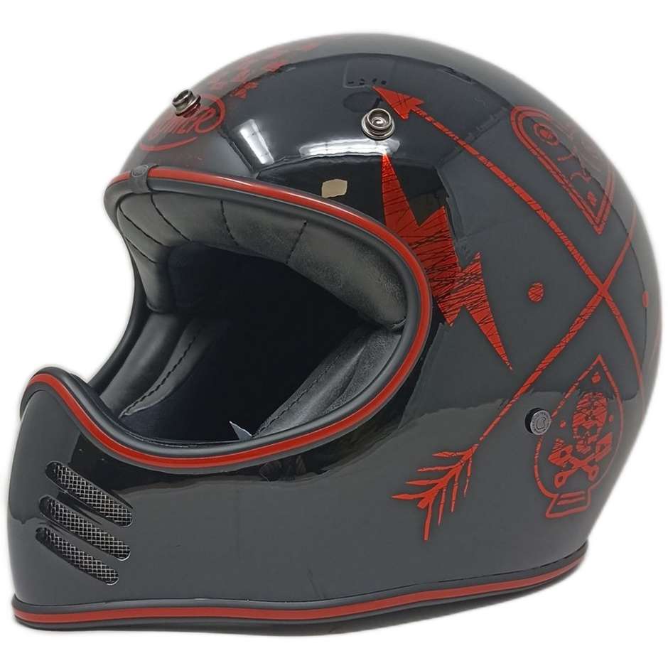 Integral Motorcycle Helmet Custom Premier MX NX RED CHROMED