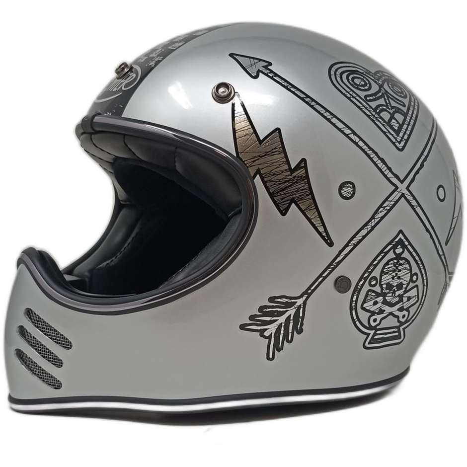 Integral Motorcycle Helmet Custom Premier MX NX SILVER CHROMED