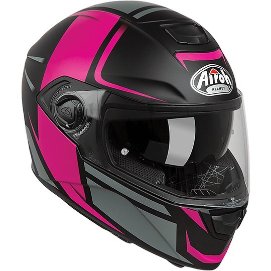 Integral Motorcycle Helmet Double Visor Airoh ST301 WONDER Black Matt Pink