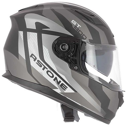 Integral Motorcycle Helmet Double Visor Astone GT 900 ALPHA Gray Matt White