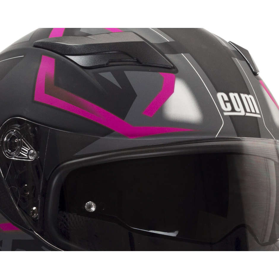 Integral Motorcycle Helmet Double Visor CGM 316G TAMPERE MACH 2 Black Fuchsia Fluo Matt