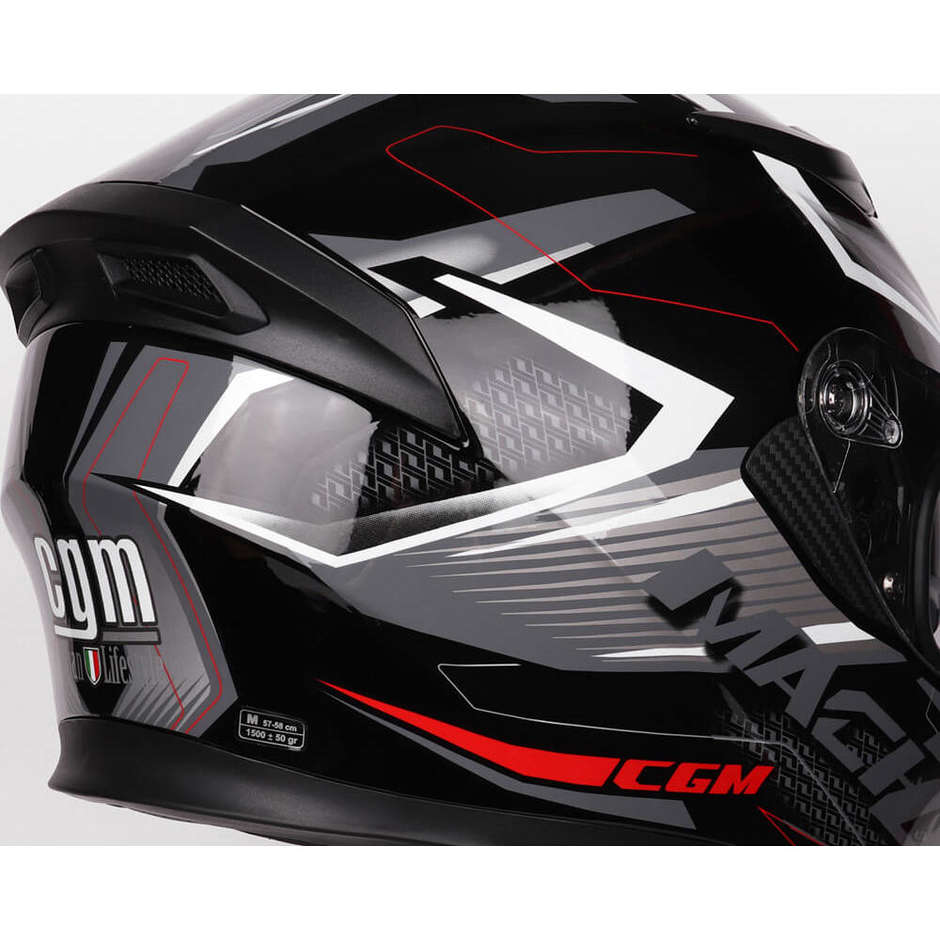 Integral Motorcycle Helmet Double Visor CGM 316G TAMPERE MACH 2 Black Red