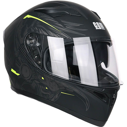 Integral Motorcycle Helmet Double Visor CGM 316S INDIAN Black Yellow Fluo Matt
