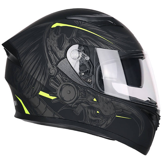 Integral Motorcycle Helmet Double Visor CGM 316S INDIAN Black Yellow Fluo Matt
