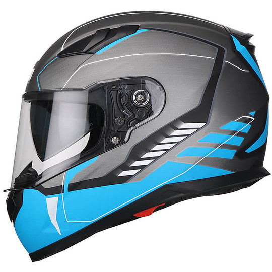Integral Motorcycle Helmet Double Visor CGM 317G SILVERSTONE Light Blue Matt Gray