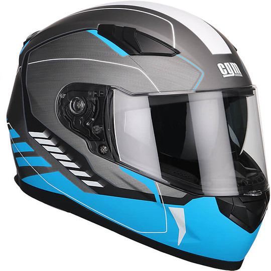 Integral Motorcycle Helmet Double Visor CGM 317G SILVERSTONE Light Blue Matt Gray