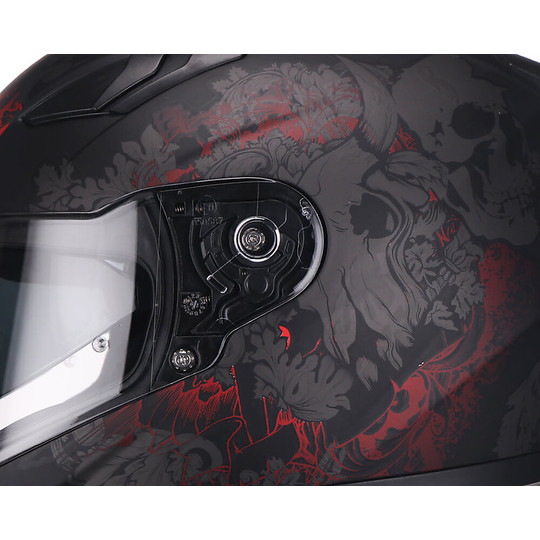 Integral Motorcycle Helmet Double Visor CGM 317t LIVERPOOL SKULL Black Red