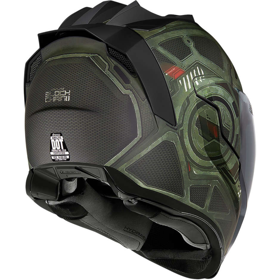 Integral Motorcycle Helmet Double Visor Icon AIRFLITE Blockchan Green