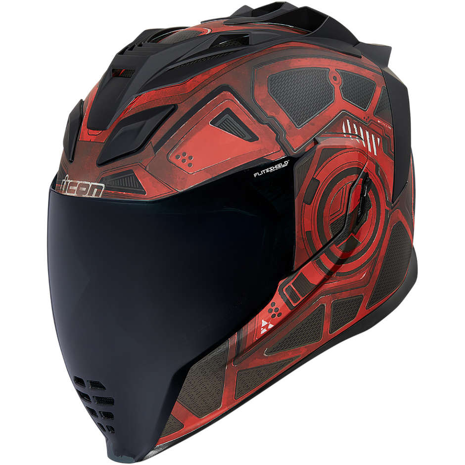 Integral Motorcycle Helmet Double Visor Icon AIRFLITE Blockchan Red