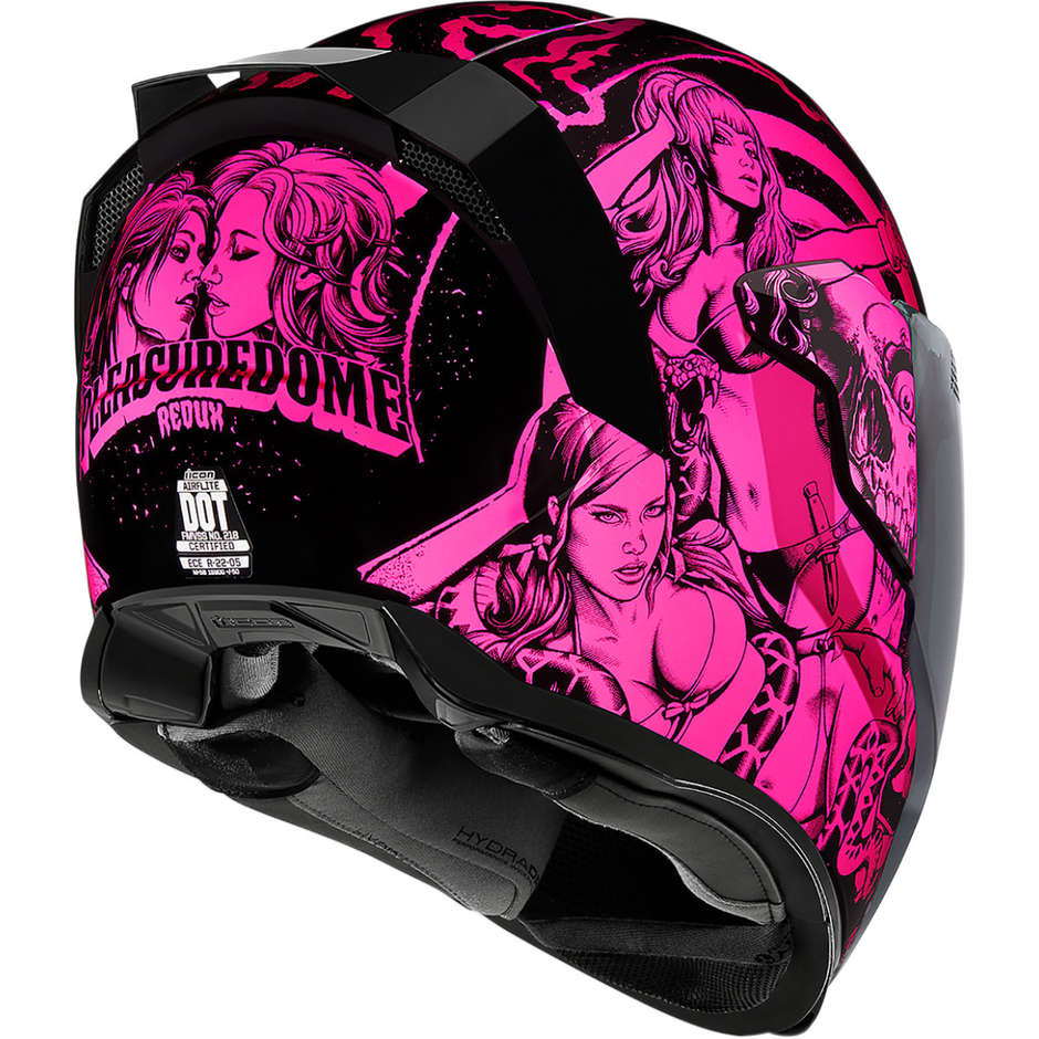 Integral Motorcycle Helmet Double Visor Icon AIRFLITE Pleasuredome Redux Pink