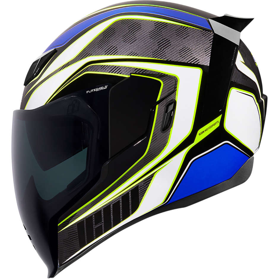 Integral Motorcycle Helmet Double Visor Icon AIRFLITE Raceflit Blue