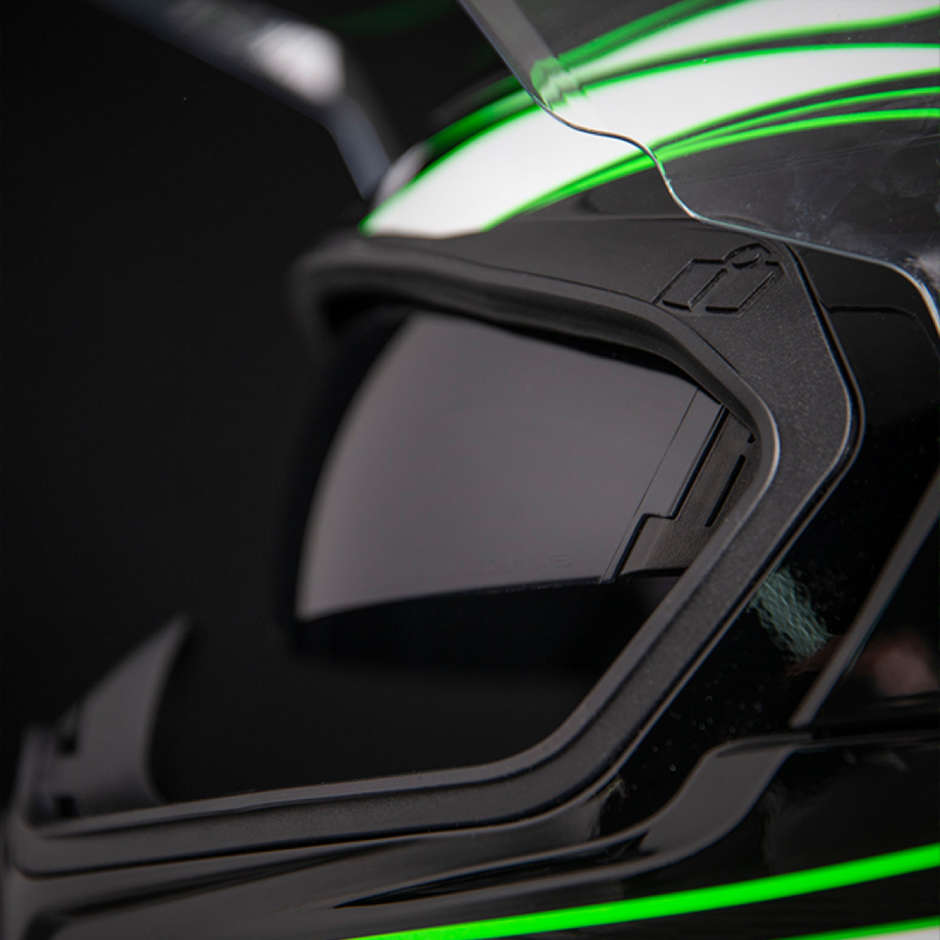 Integral Motorcycle Helmet Double Visor Icon AIRFLITE Raceflit Green
