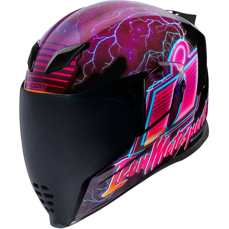 Integral Motorcycle Helmet Double Visor Icon AIRFLITE Synthwave Purple