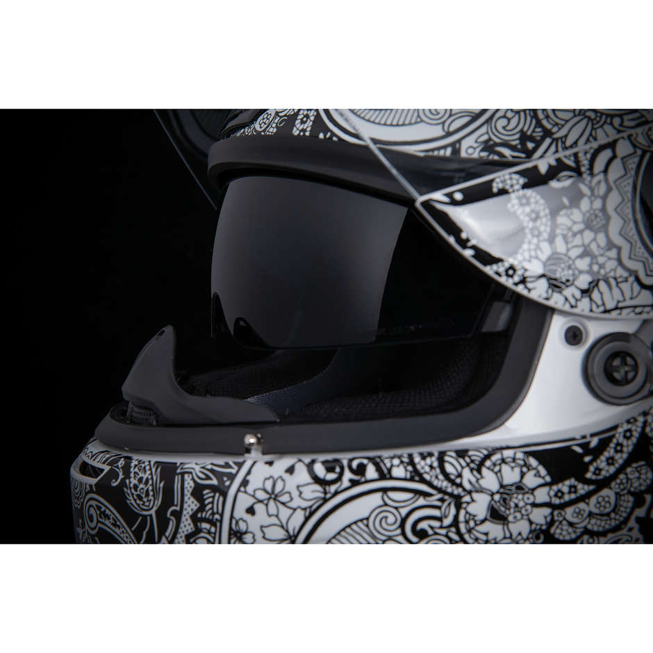 Integral Motorcycle Helmet Double Visor Icon AIRFORM Chantilly White