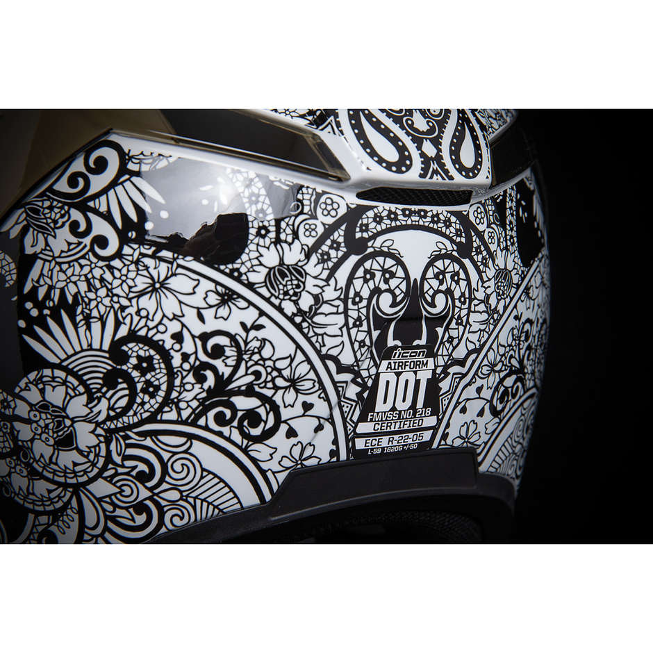 Integral Motorcycle Helmet Double Visor Icon AIRFORM Chantilly White