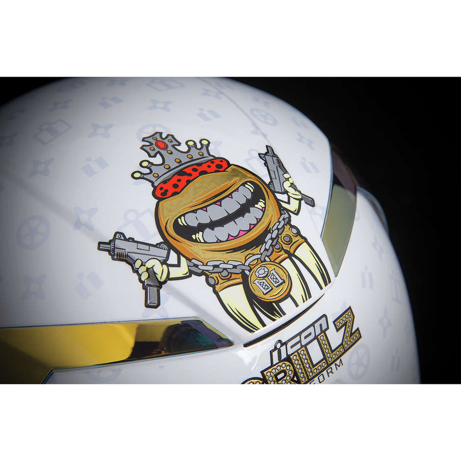 Integral Motorcycle Helmet Double Visor Icon AIRFORM Grillz White