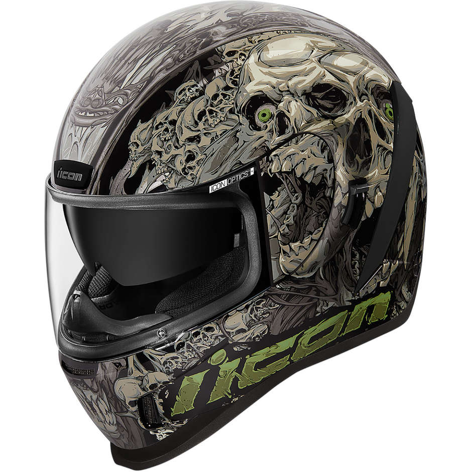 Integral Motorcycle Helmet Double Visor Icon AIRFORM Parahuman Black
