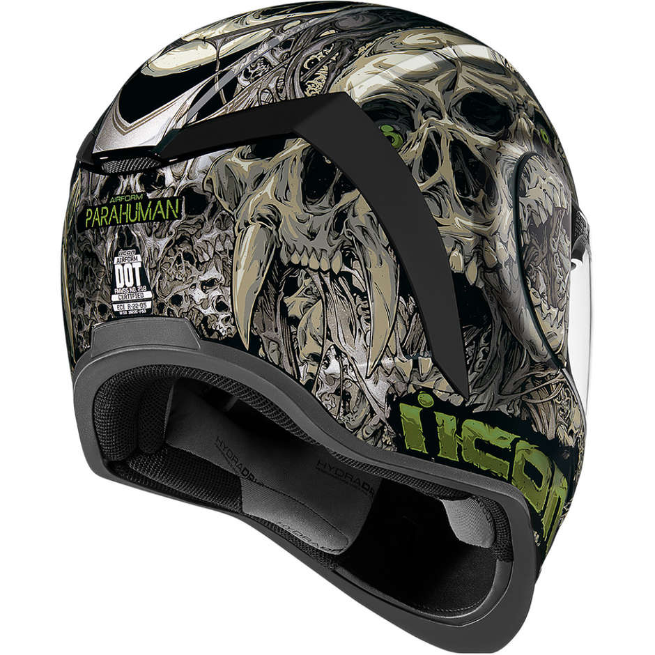 Integral Motorcycle Helmet Double Visor Icon AIRFORM Parahuman Black