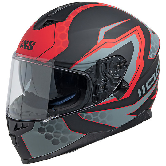 Integral Motorcycle Helmet Double Visor Ixs 1100 2.2 Black Matt Red