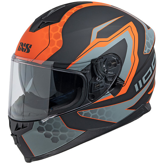 Integral Motorcycle Helmet Double Visor Ixs 1100 2.2 Black Orange Matt