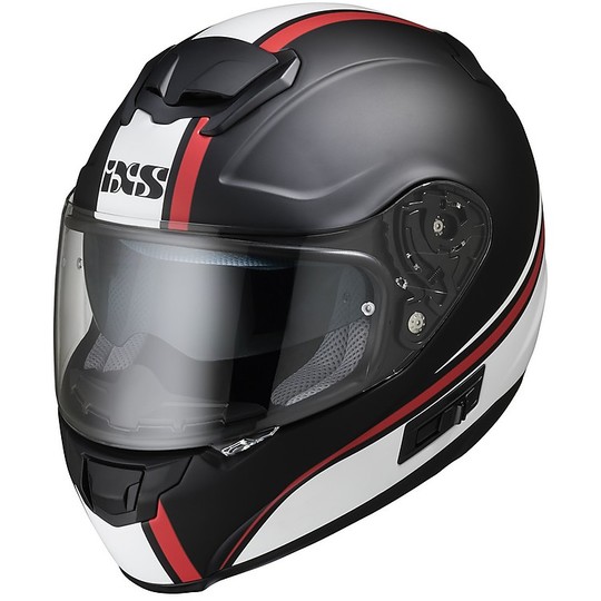 Integral Motorcycle Helmet Double Visor Ixs 215 2.1 Matt Black White Red