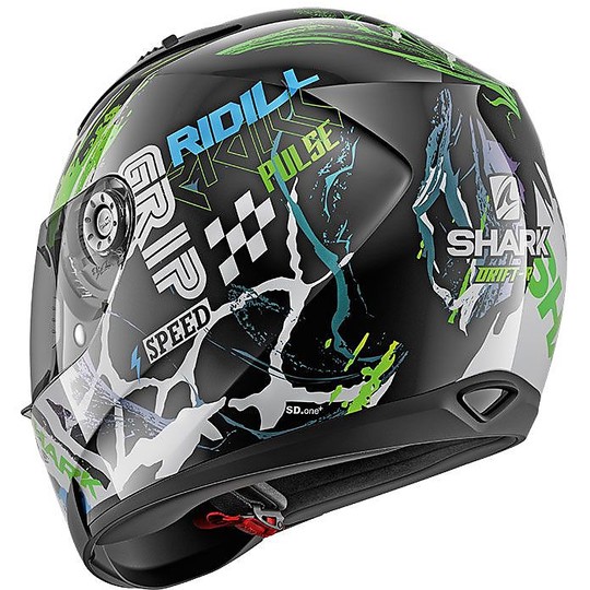 Integral Motorcycle Helmet Double Visor Shark Ridill 1.2 DRIFT-R Black Green Blue