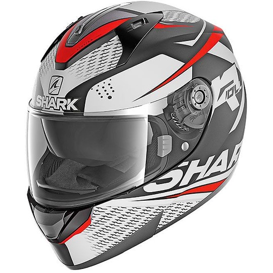 Integral Motorcycle Helmet Double Visor Shark Ridill 1.2 STRATOM Black White Red Opaque