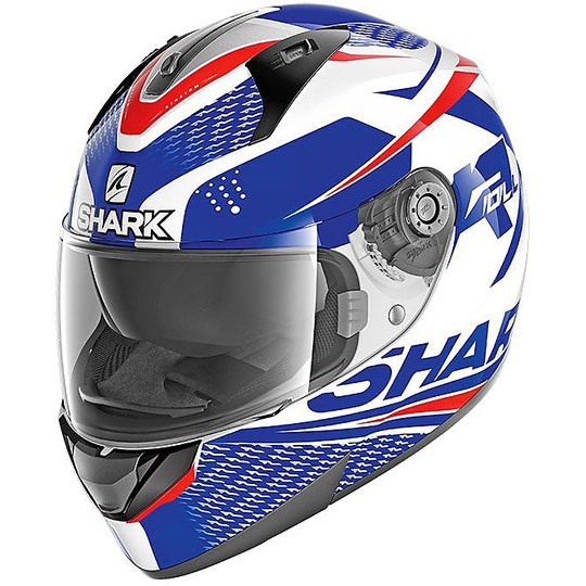 Integral Motorcycle Helmet Double Visor Shark Ridill 1.2 STRATOM White Blue Red