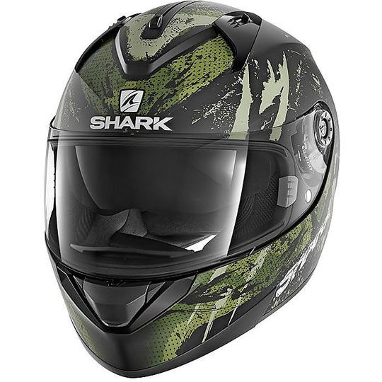 Integral Motorcycle Helmet Double Visor Shark Ridill 1.2 THREEZY Black White green