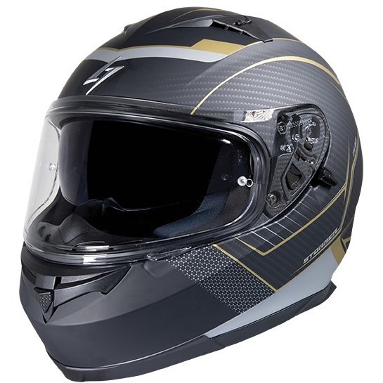Integral Motorcycle Helmet Double Visor Stormer ZS 801 Black Gold