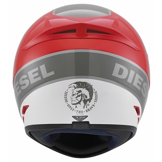 Integral Motorcycle Helmet Full-Jack Diesel Multi Logo Red Grey White