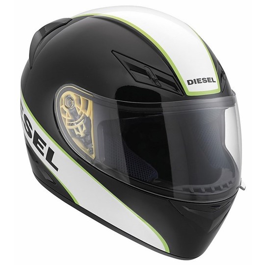 Integral Motorcycle Helmet Full-Jack Diesel Multi Logo White Black White Green