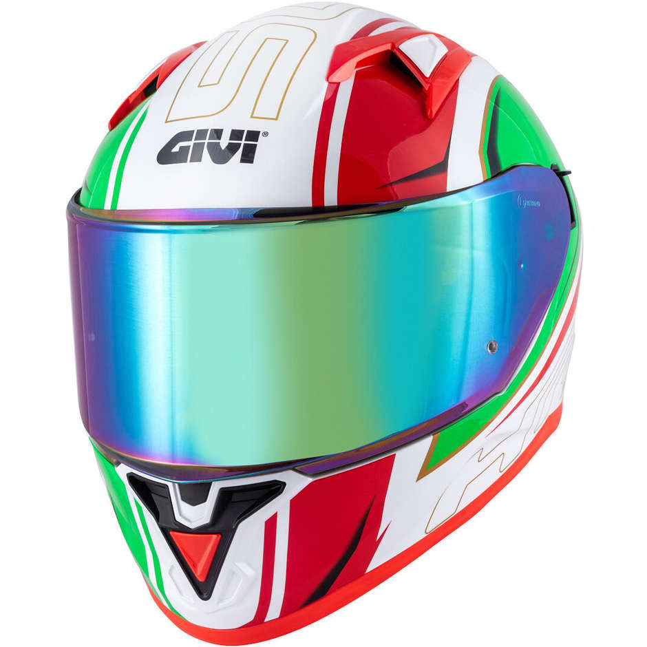 Integral Motorcycle Helmet Givi 50.6 Stuttgart Blades White Red Green Double Visor