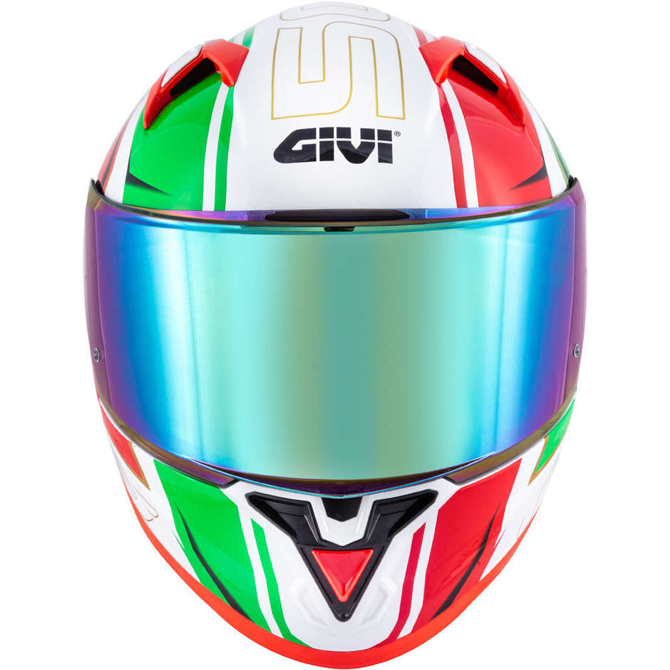 Integral Motorcycle Helmet Givi 50.6 Stuttgart Blades White Red Green Double Visor