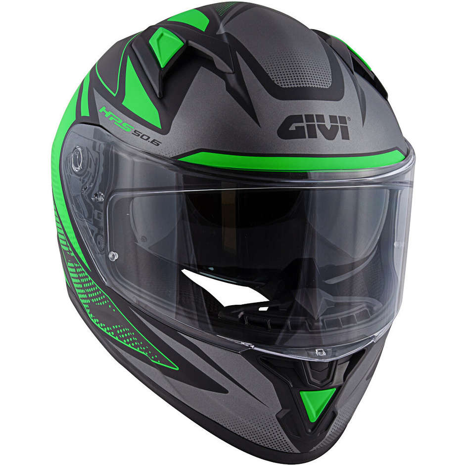 Integral Motorcycle Helmet Givi 50.6 Stuttgart Follow Black Matt Green