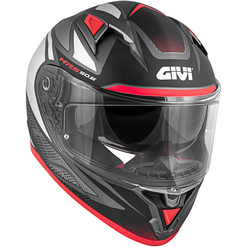 Integral Motorcycle Helmet Givi 50.6 Stuttgart Follow Black Silver Red