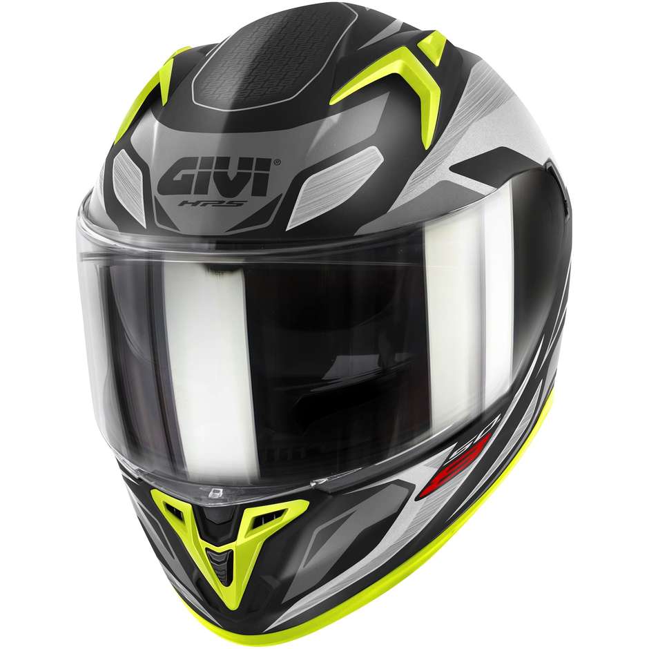 Integral Motorcycle Helmet Givi 50.8 BRAVE Matt Black Titanium Yellow Fluo