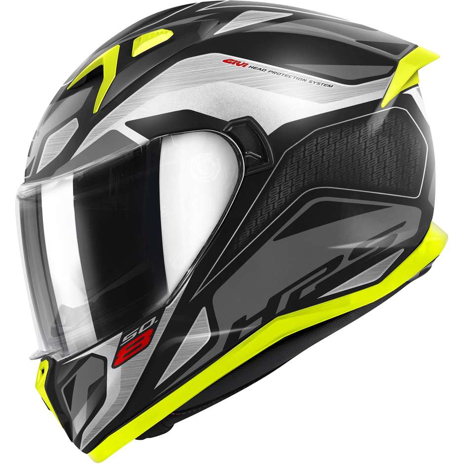 Integral Motorcycle Helmet Givi 50.8 BRAVE Matt Black Titanium Yellow Fluo