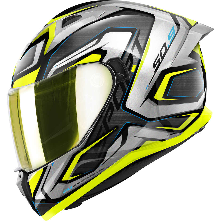 Integral Motorcycle Helmet Givi 50.9 ATOMIC Black Silver Yellow Fluo