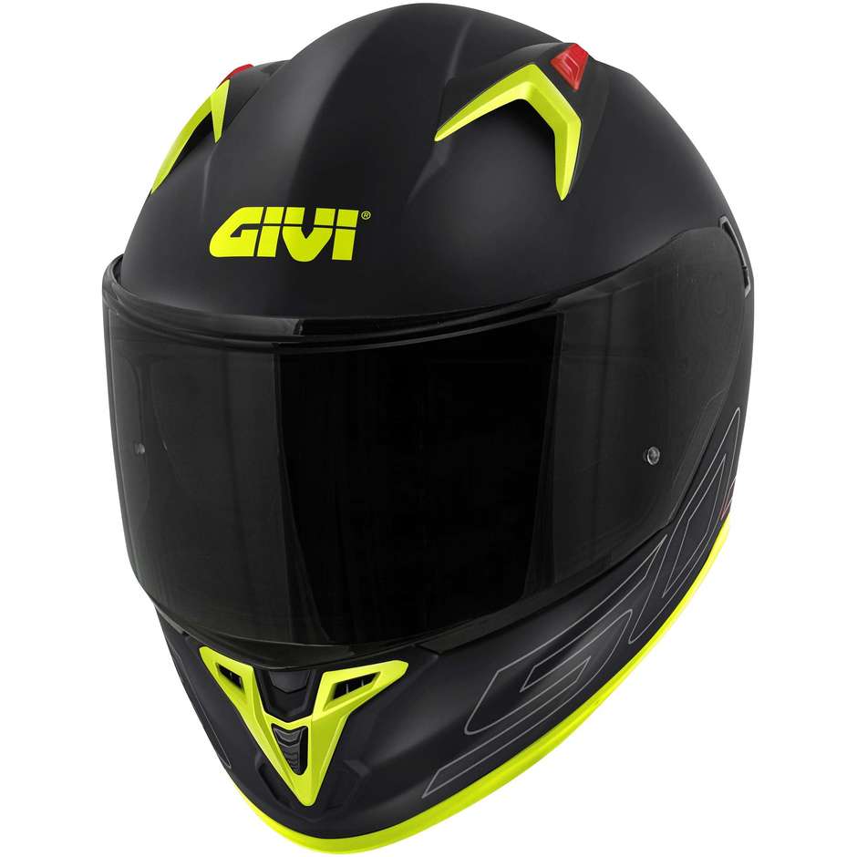 Integral Motorcycle Helmet Givi 50.9 SOLID Black Silver Yellow Fluo