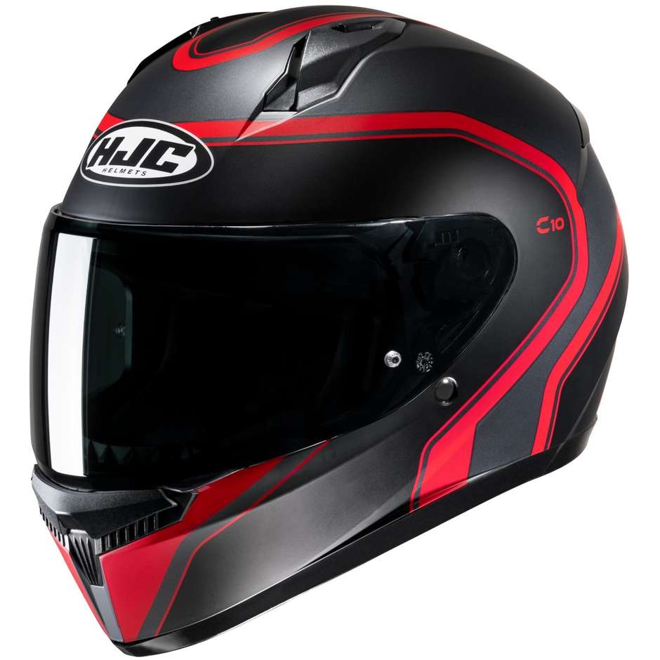 Integral Motorcycle Helmet Hjc C10 ELIE MC1SF Matt Black Red